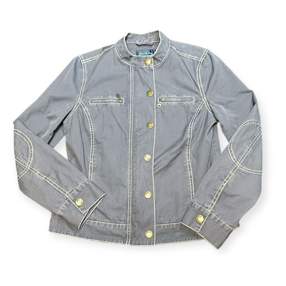BODEN Women’s Gray Blue Button Front Utility Jacket Size 10 Style #WE212